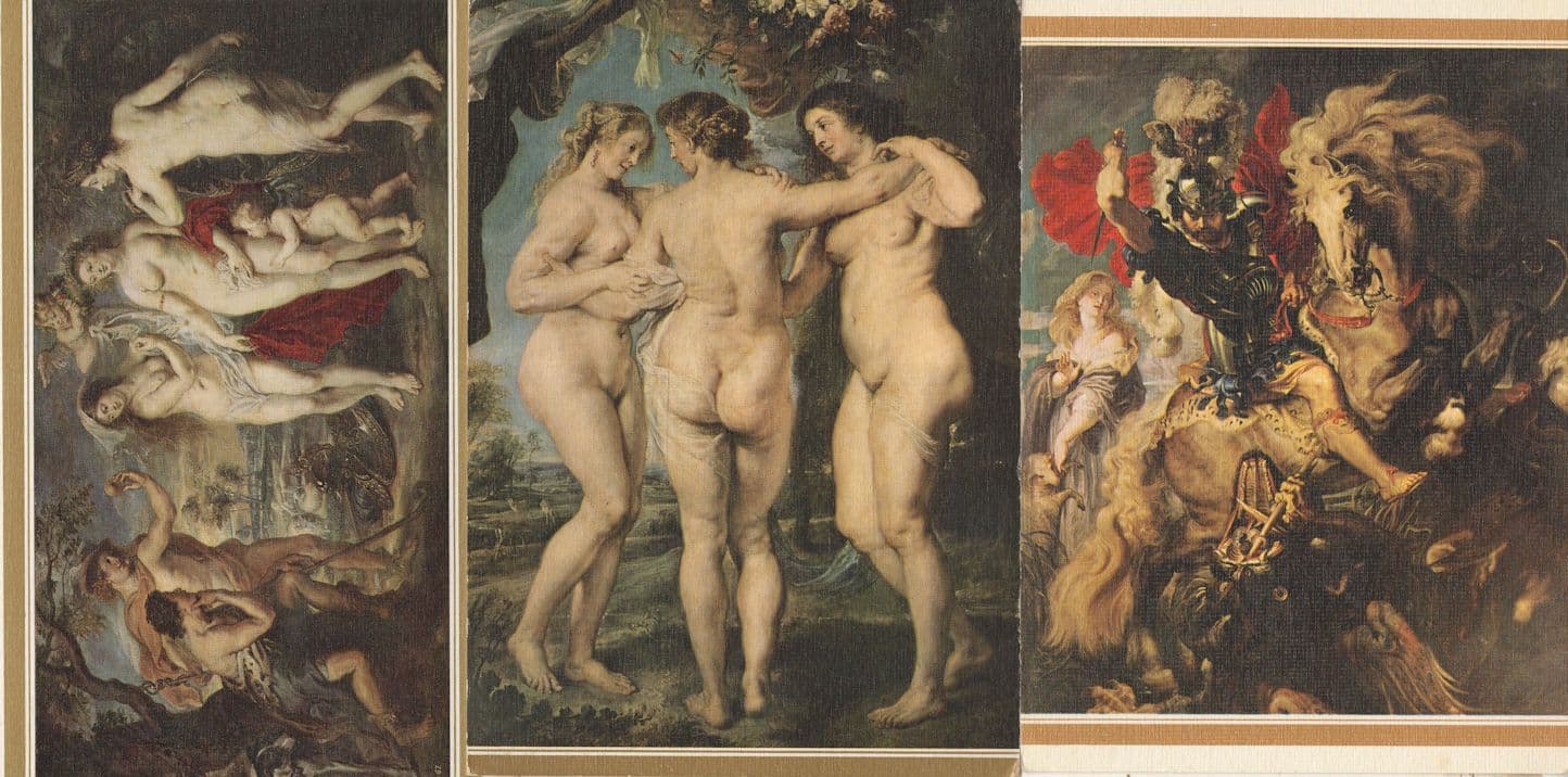 Rubens The Paris Judgement Three Graces 3x Painting Postcard s