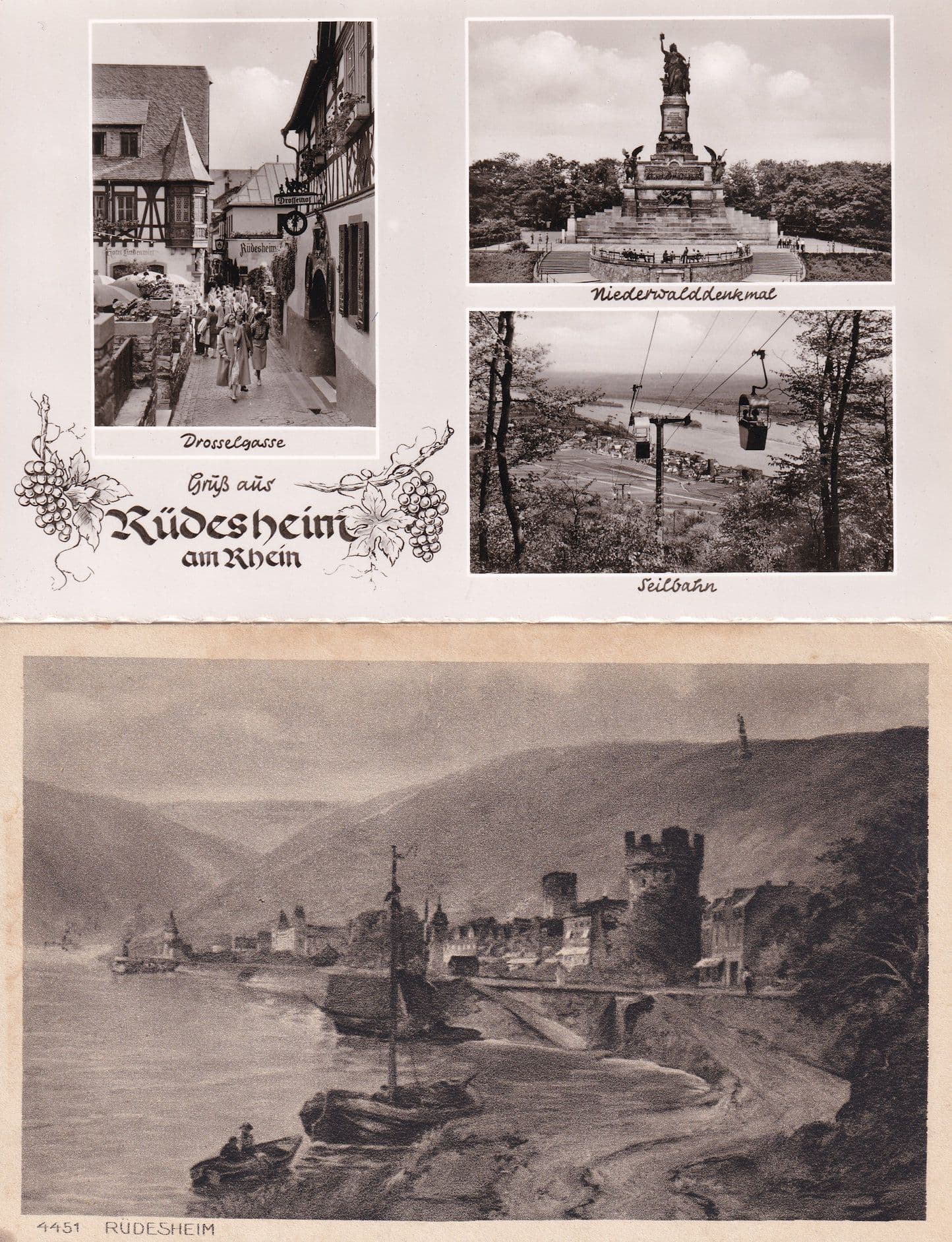 Rudesheim Am Rhein Drosselgasse Antique & 1963 2x Postcard s