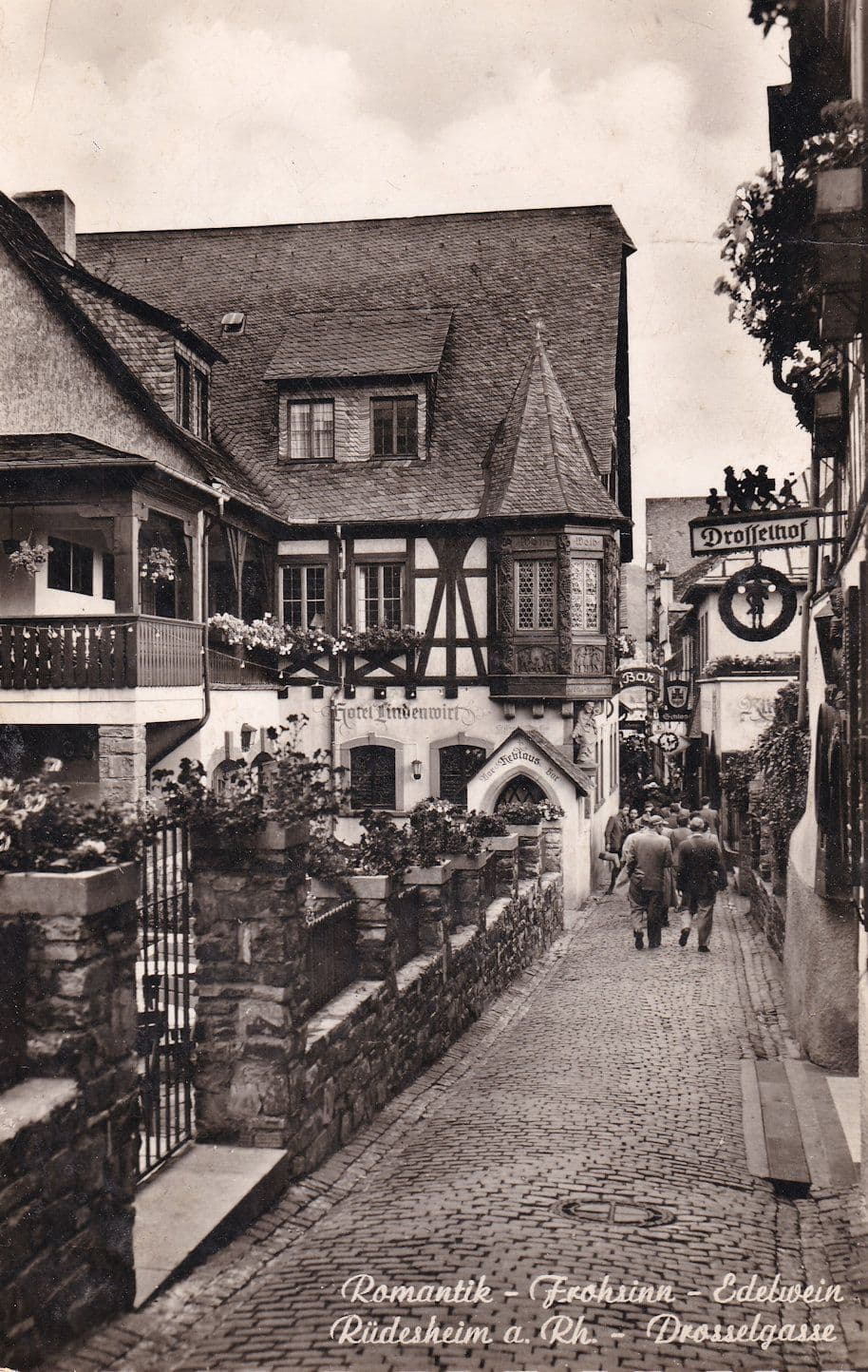Rudesheim Drosselgasse German Vintage Real Photo Postcard