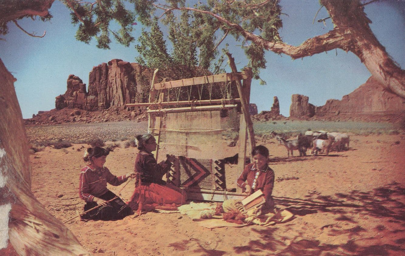 Rug Weaving In Monument Valley Arizona USA Postcard