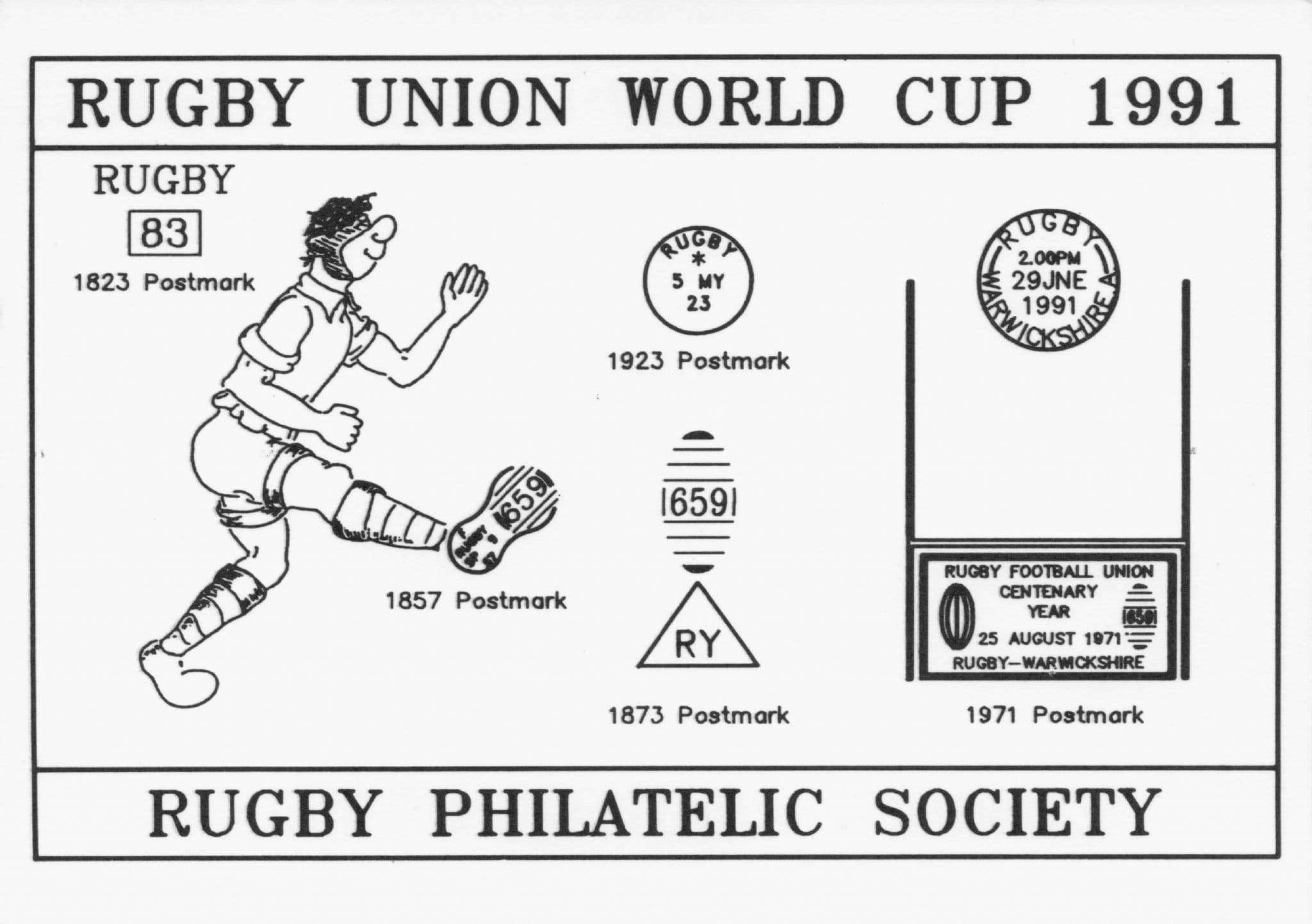 Rugby Union World Cup Philatelic Society Rare Postmarks Postcard