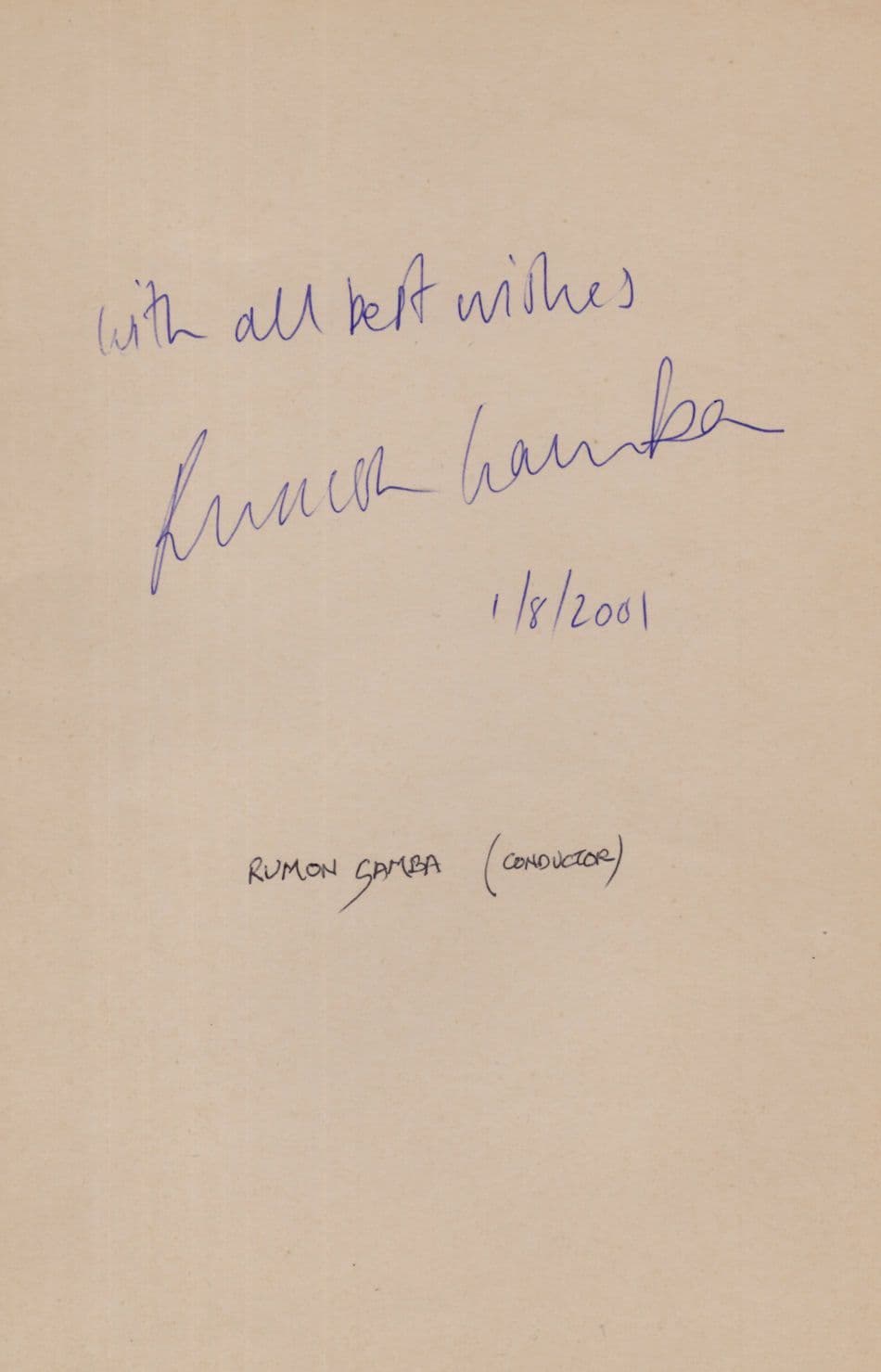 Rumon Gamba Classical Music Oulu Symphony Orchestra Hand Signed Autograph
