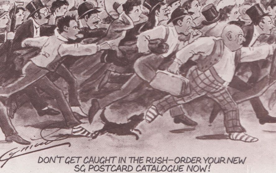 Rush Hour 1970s Central London Card Dealer Advertising Postcard