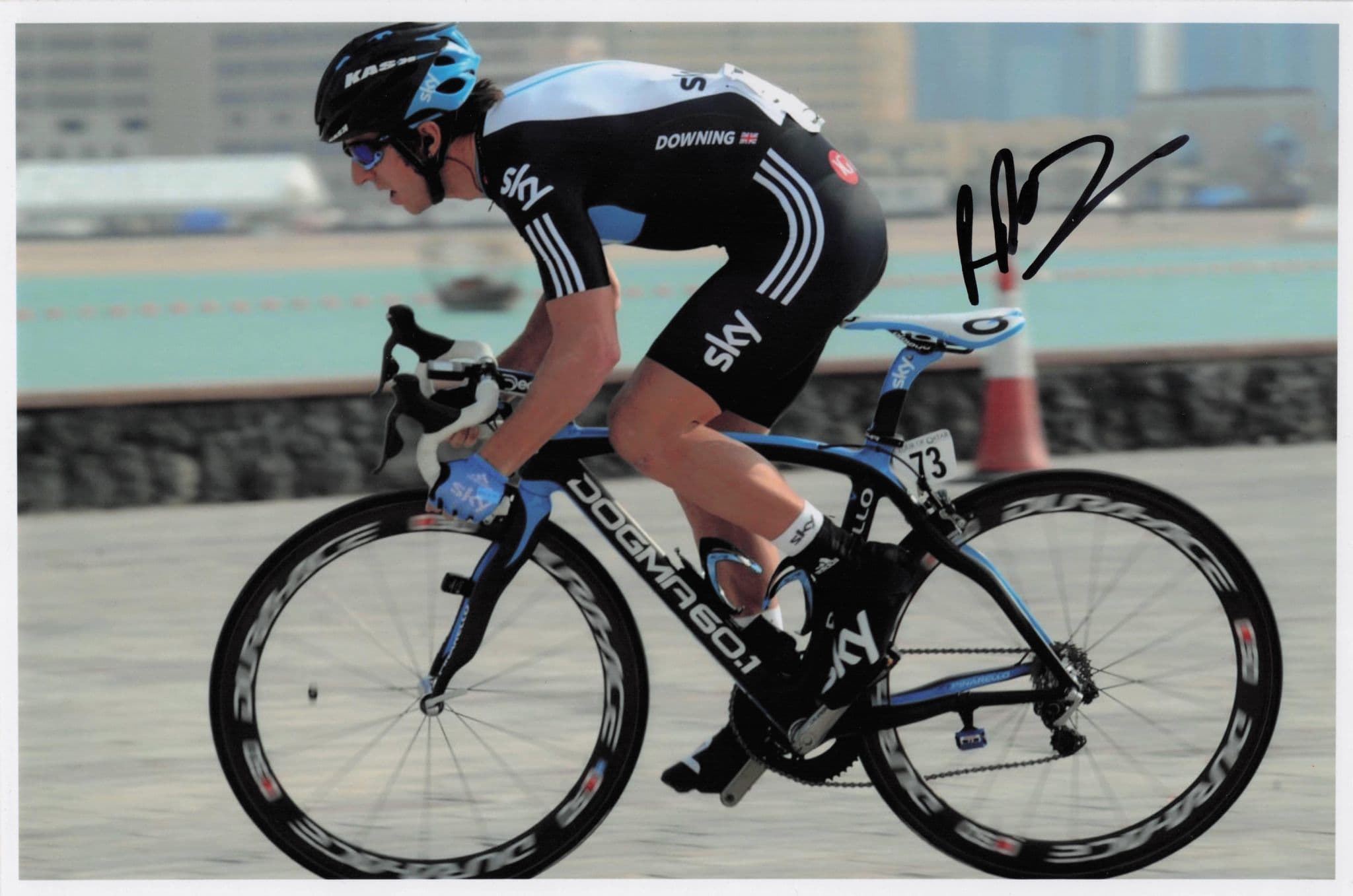 Russell Downing GB Cyclist British Cycling 12x8 Hand Signed Photo