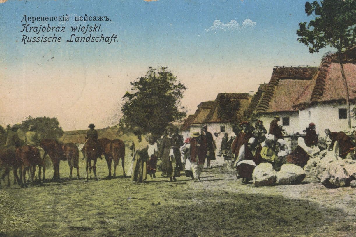 Russische Landschaft German Russian Farm WW1 Military War Postcard