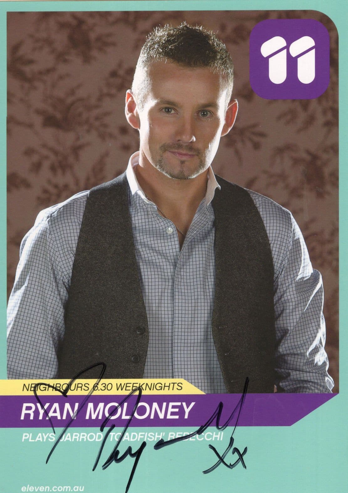 Ryan Moloney as Toadfish Neighbours Channel 11 Rare Hand Signed Cast Card Photo