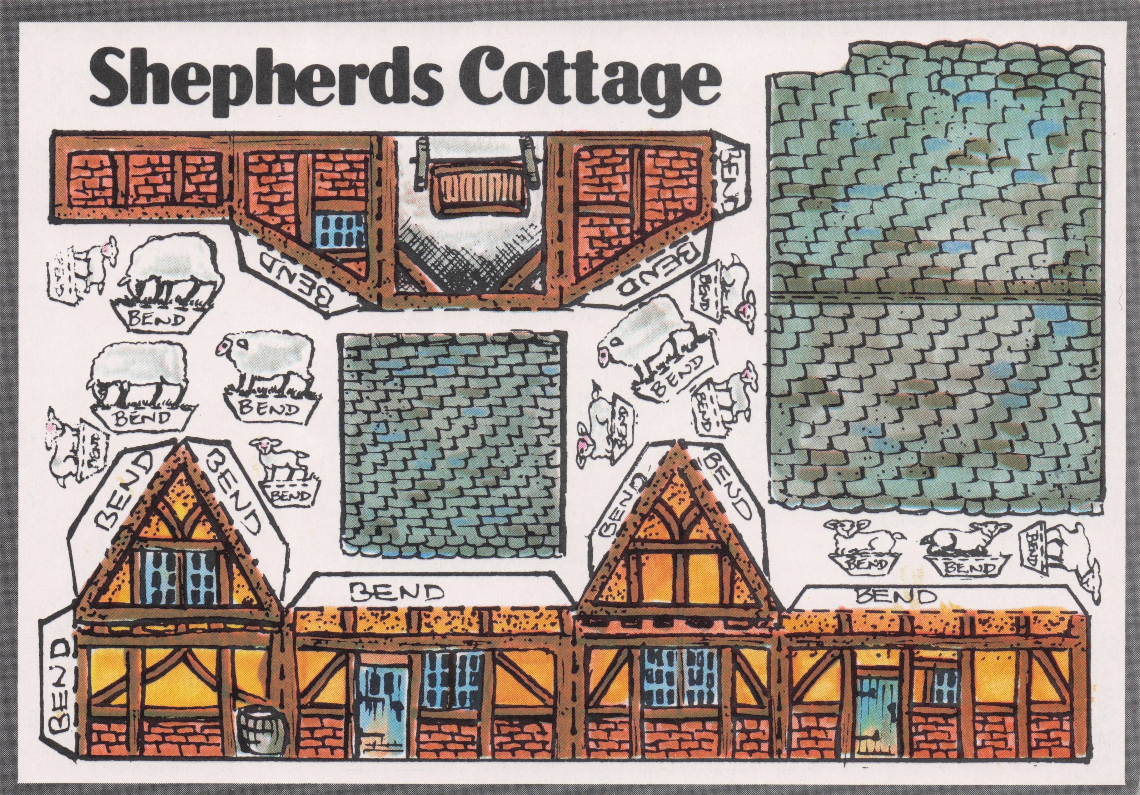 Old Shepherds Sheep Farm Cottage House Rare Crafts Paper Model Postcard