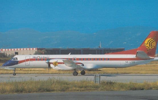 Saab 2000 SE-LSH of Med Airlines at Verona Airport Postcard