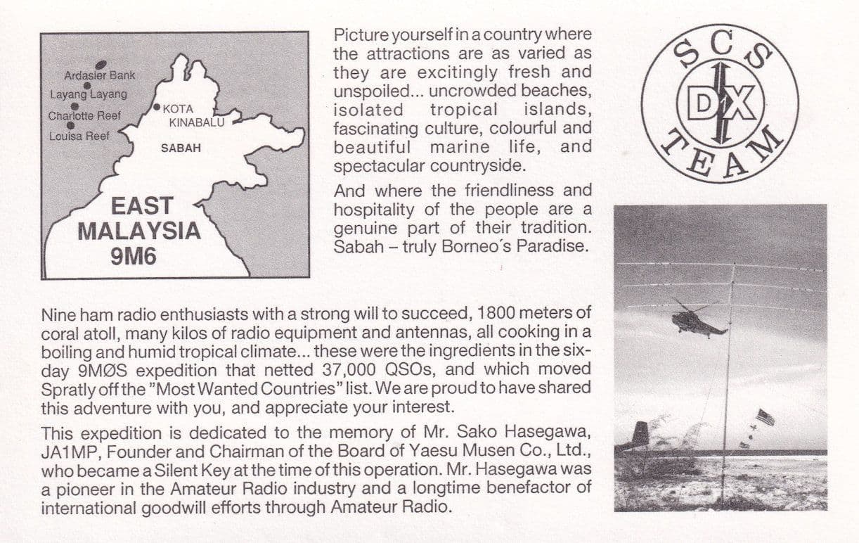 Sabat Tourism East Malaysia Plane QSL Radio Team Postcard Card
