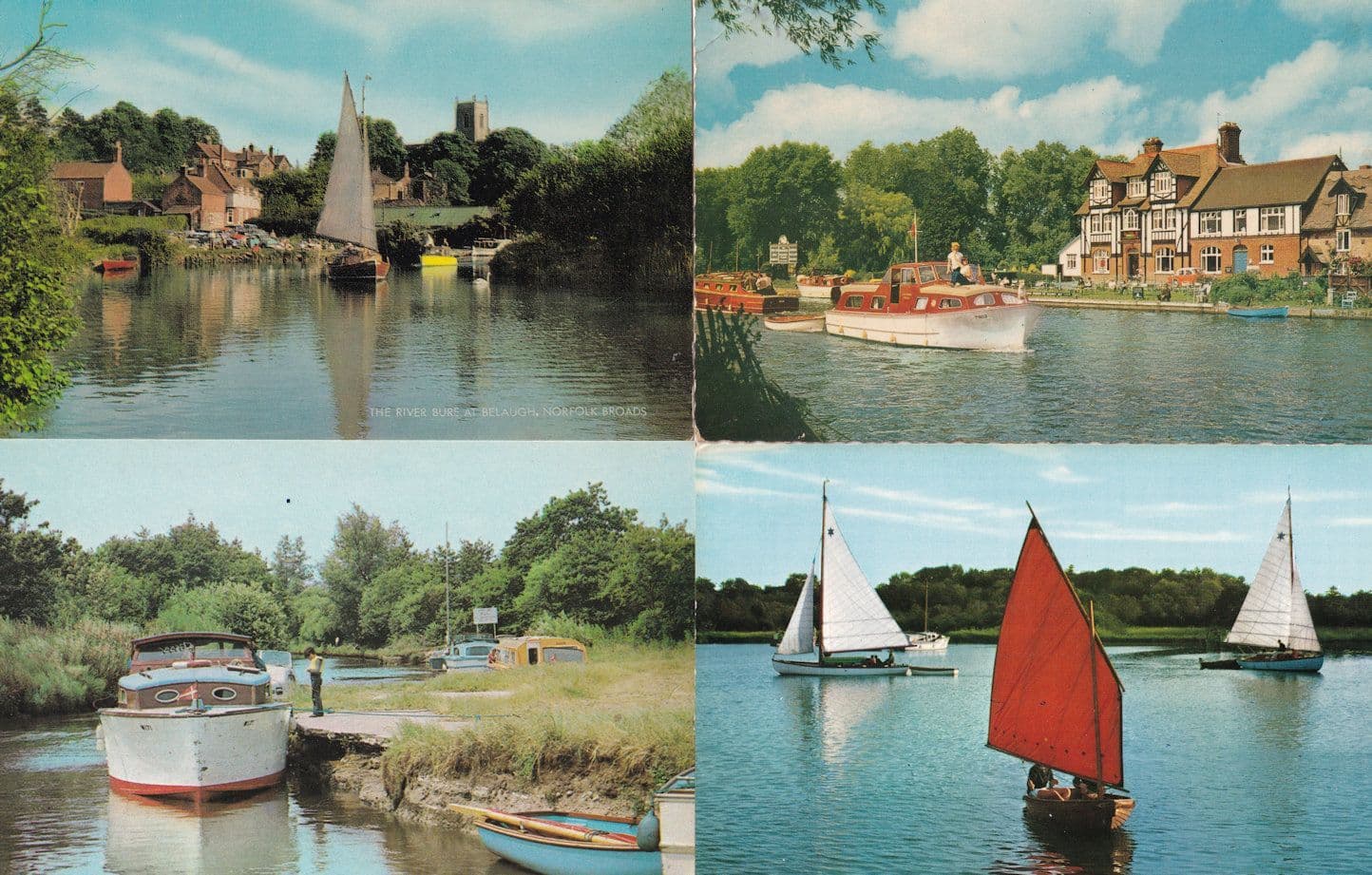 Sailing On The Norfolk Broads 4x 1970s Postcard s