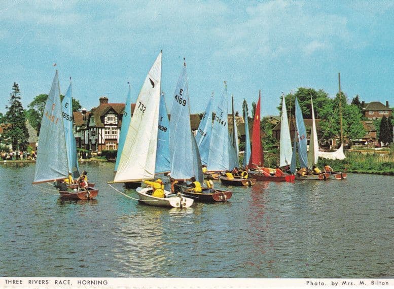 Sailing Ship Three Rivers Race at Horning Norfolk Rare Postcard