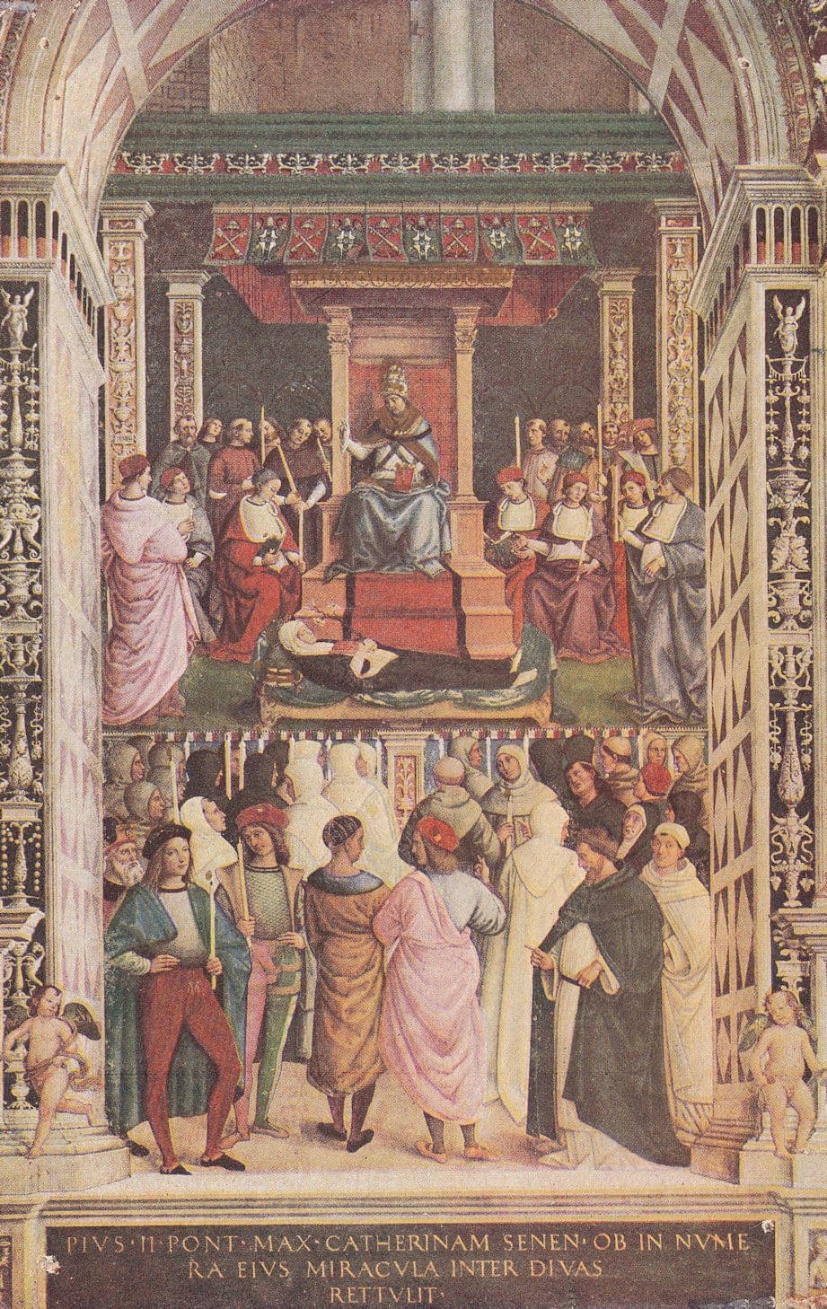 Saint Catherine Of Sienna Library Of The Dome Antique Postcard