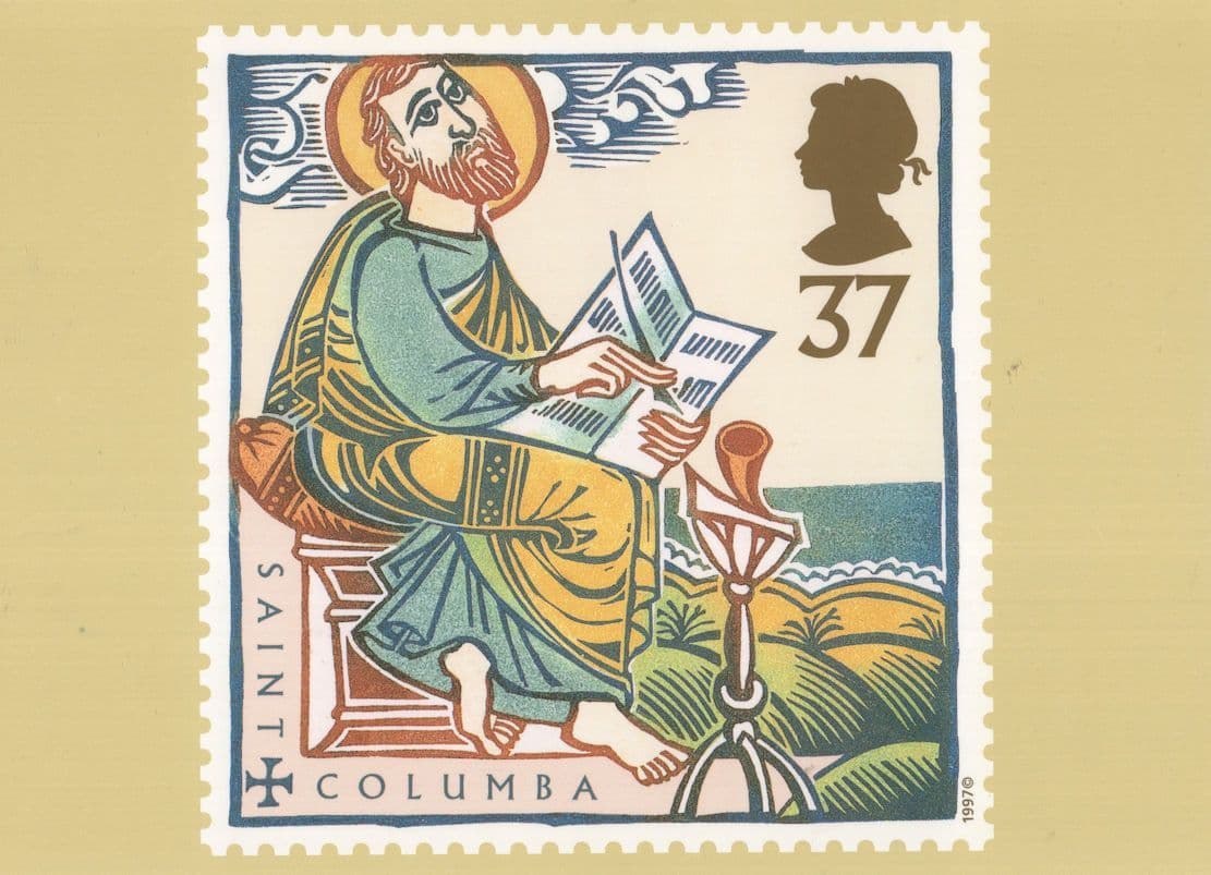 Saint Columba The Scribe Letter St Augustine RMPQ Stamp Postcard