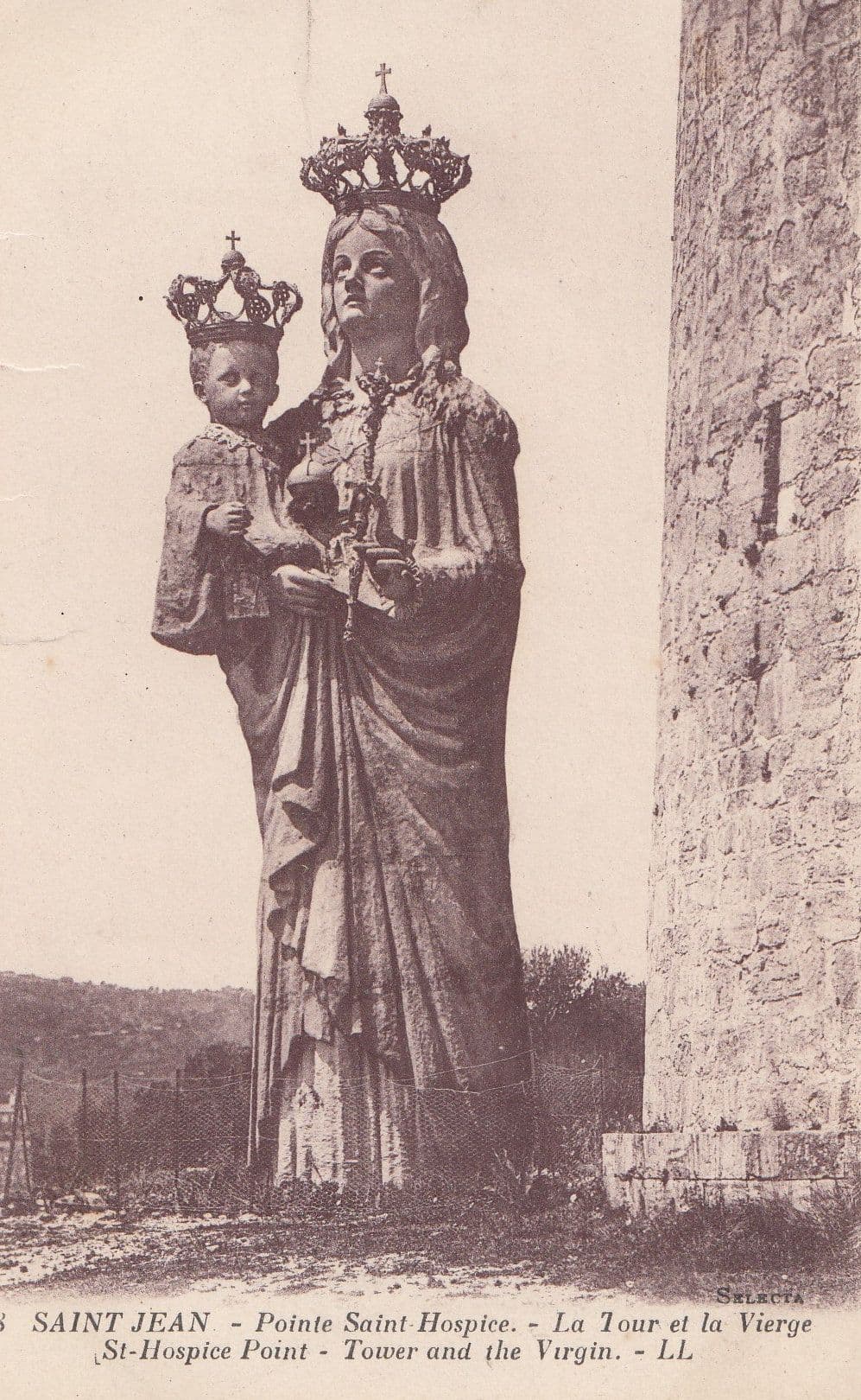 Saint Jean Point Saint Hospice Tour Et La Vierge French Religious Postcard