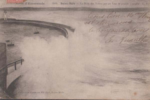 Saint Melo Brittany Boats In Disaster Storm Storme Antique French Postcard