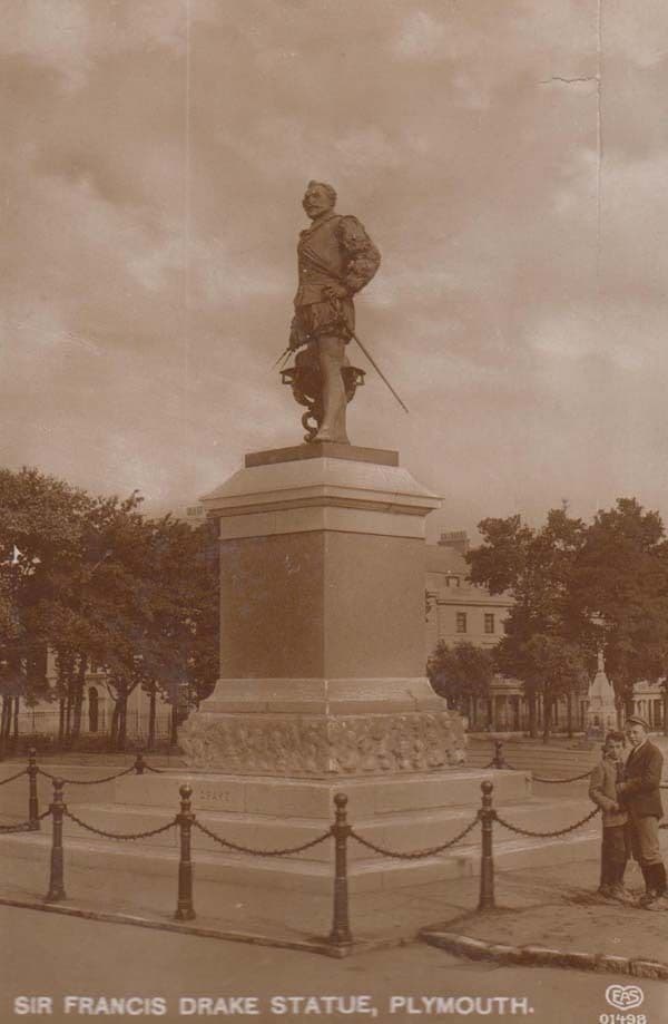 Saint St Francis Drake Statue Monument Real Photo Antique Postcard