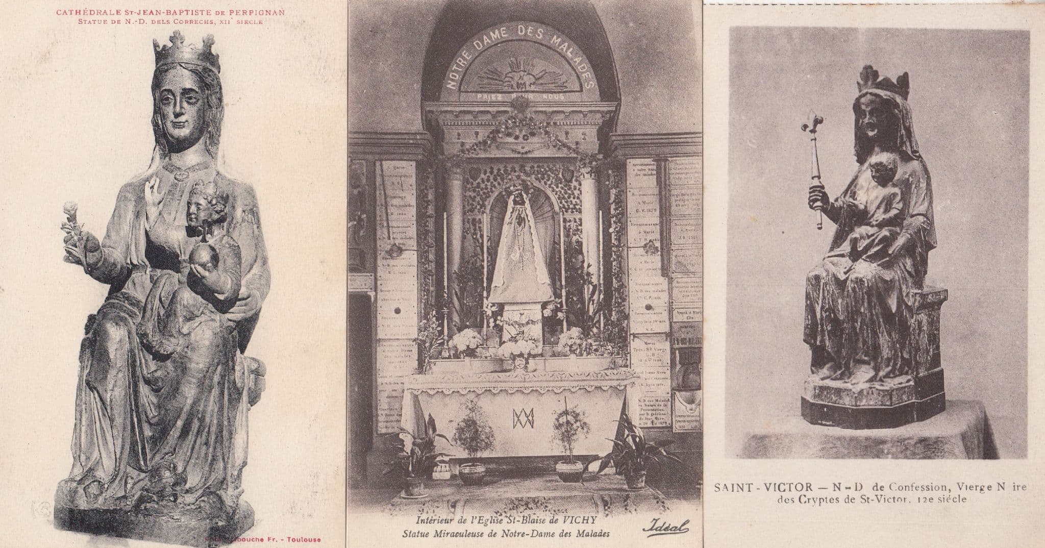 Saint Victor De Confession Vierge Des Cryptes De Statue Mary Antique Postcard