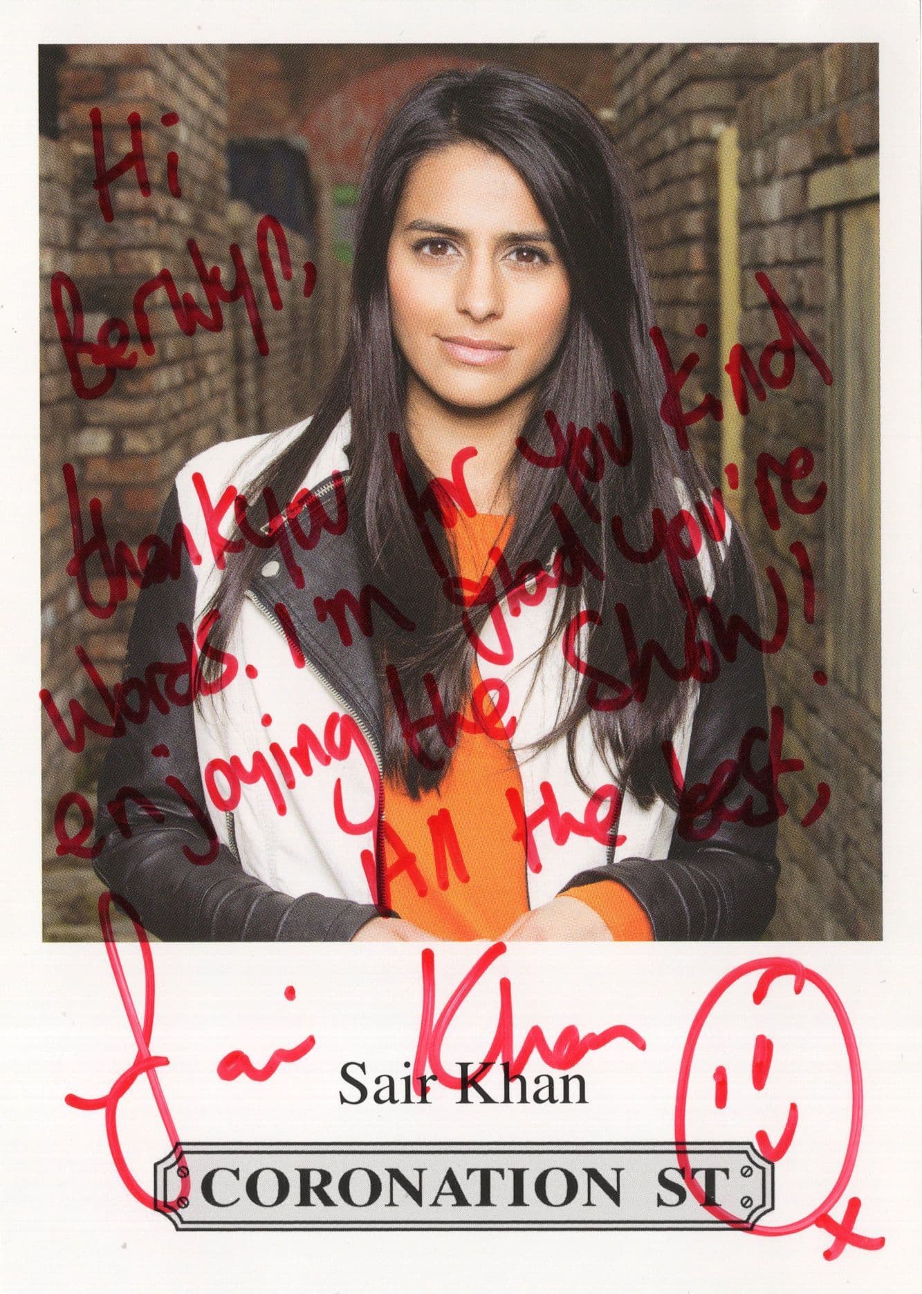Sair Khan Coronation Street RARE Hand Signed Cast Card Photo