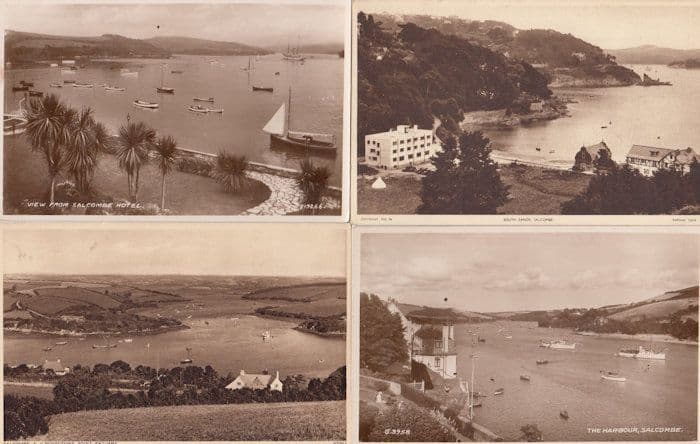 Salcombe Harbour View From Hotel 4x RPC & Old Postcard s