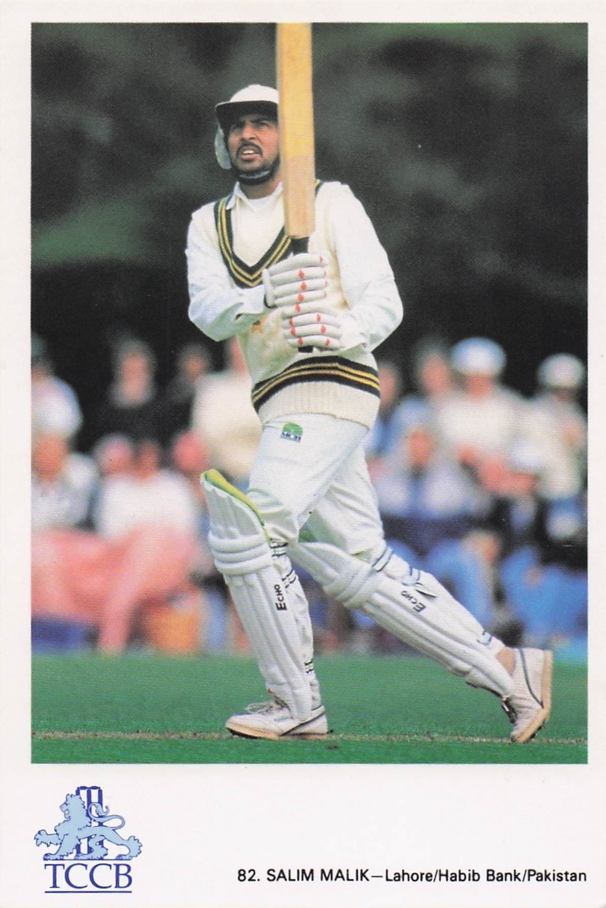 Salim Malik Lahore Habib Bank Pakistan TCCB Classic Cricket Photo Postcard