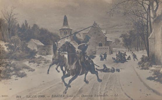 Salon 1909 Horse Trampling Over Dead Killed Soldier Antique French War Painting