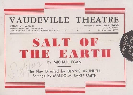 Salt Of The Earth Normandy Farm Drama Vaudeville Theatre London Theatre Programme