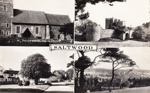 Saltwood Kent Multi View From Golf Course Real Photo Postcard