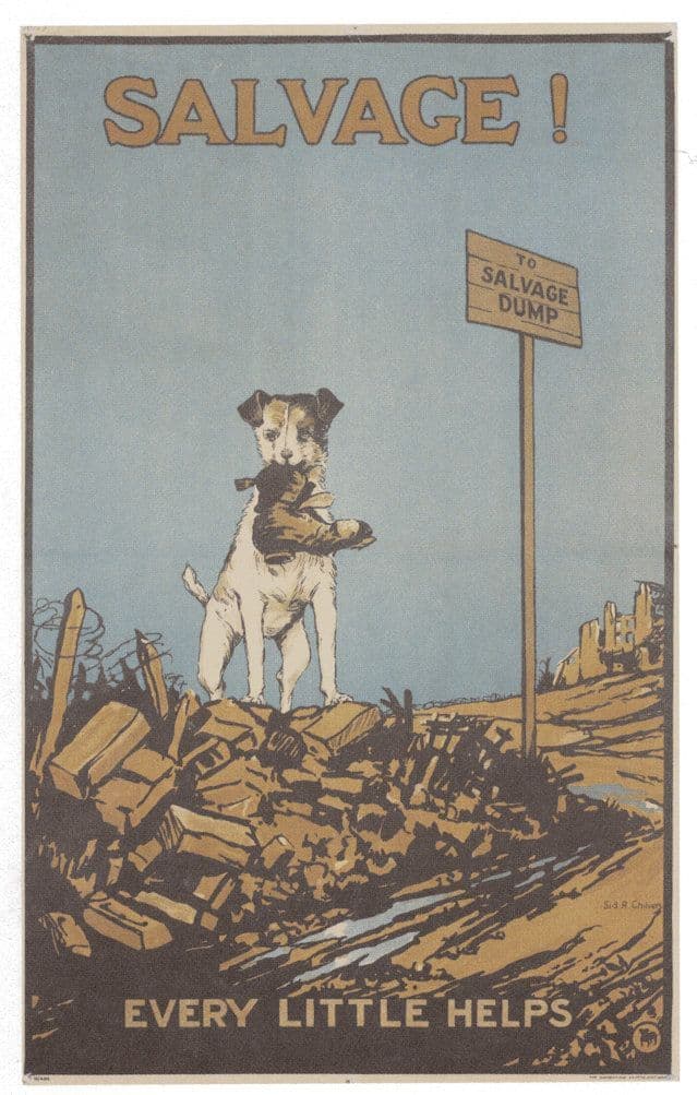 Salvage Military Army Leather Boots Dog WW2 Poster Postcard