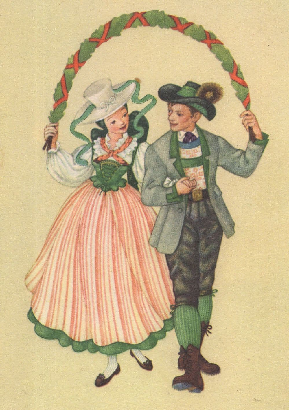 Salzkammerguf Aussee Austrian Folklore Dance Fashion Postcard