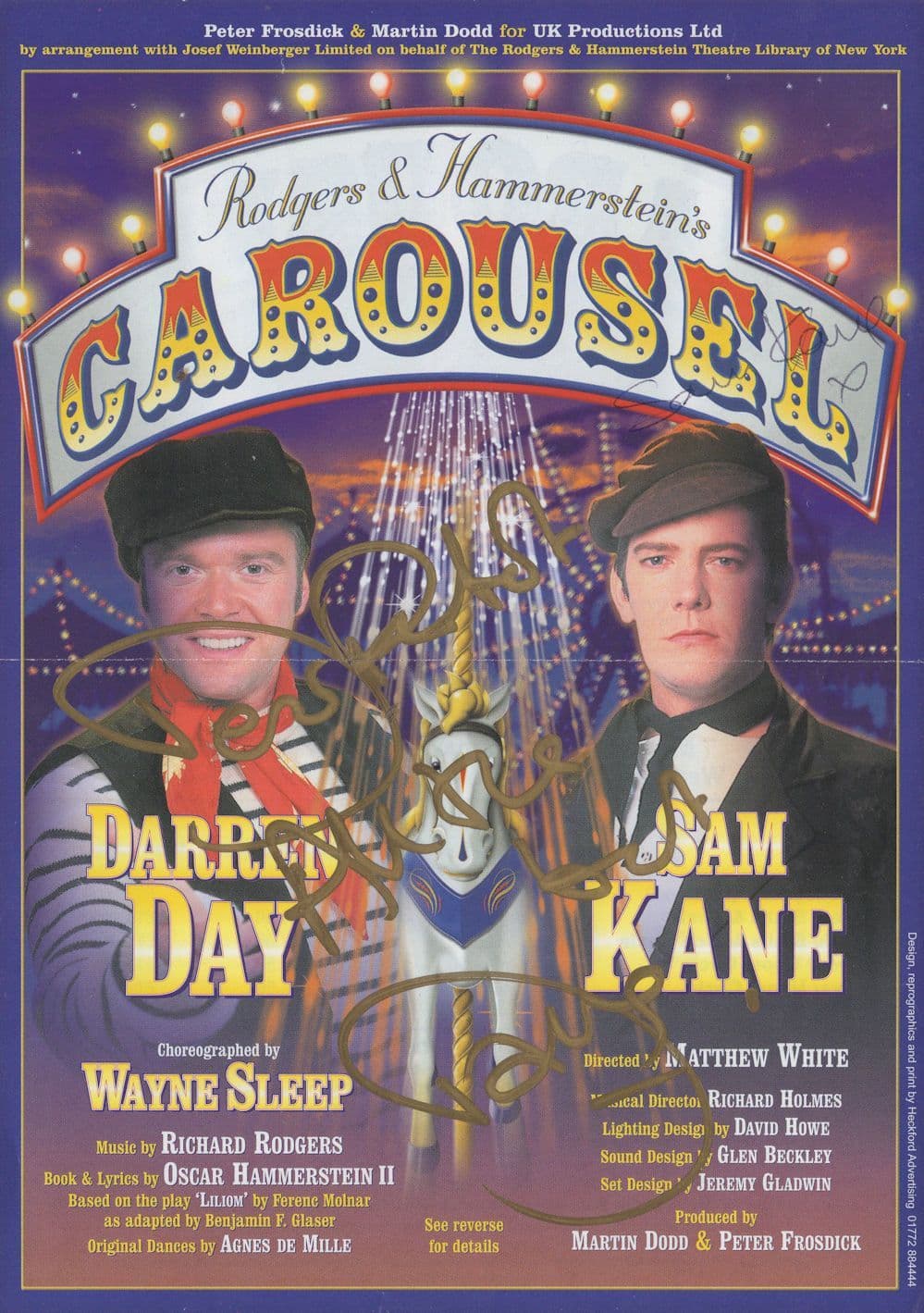 Sam Kane Rodgers & Hammerstein Carousel Hand Signed Theatre Flyer