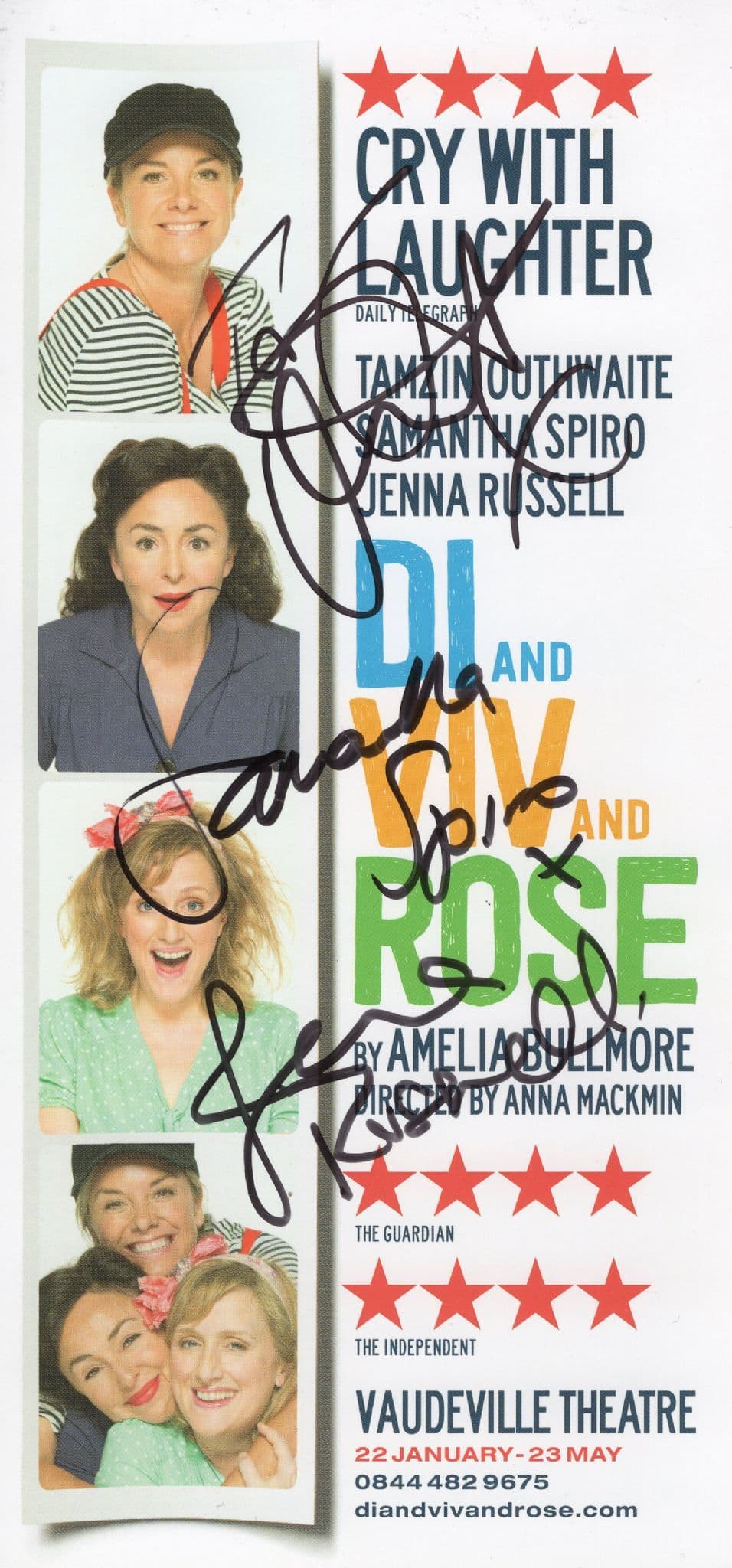 Samantha Spiro Game Of Thrones Tamzin Outhwaite Jenna Russell 3x Hand Signed Theatre Flyer