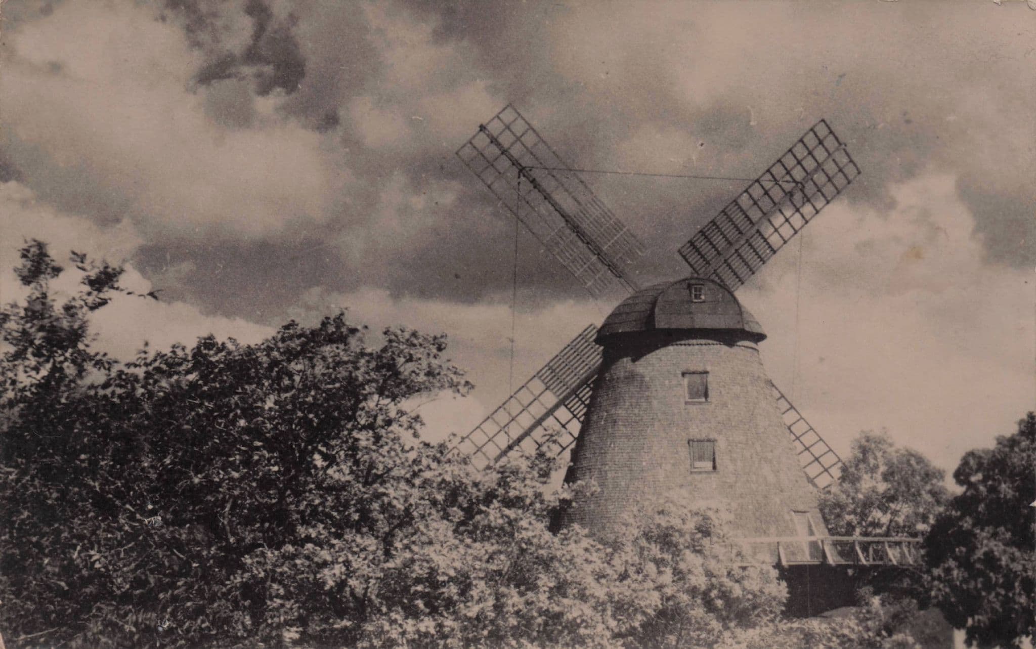 Samppalinna Mill Finland Wooden Windmill Vintage RPC Postcard