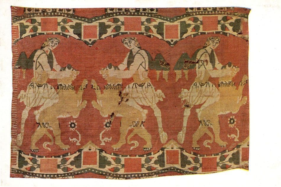 Samson Or Hercules Silk Embroidery Antique Tissue V&A Old Postcard