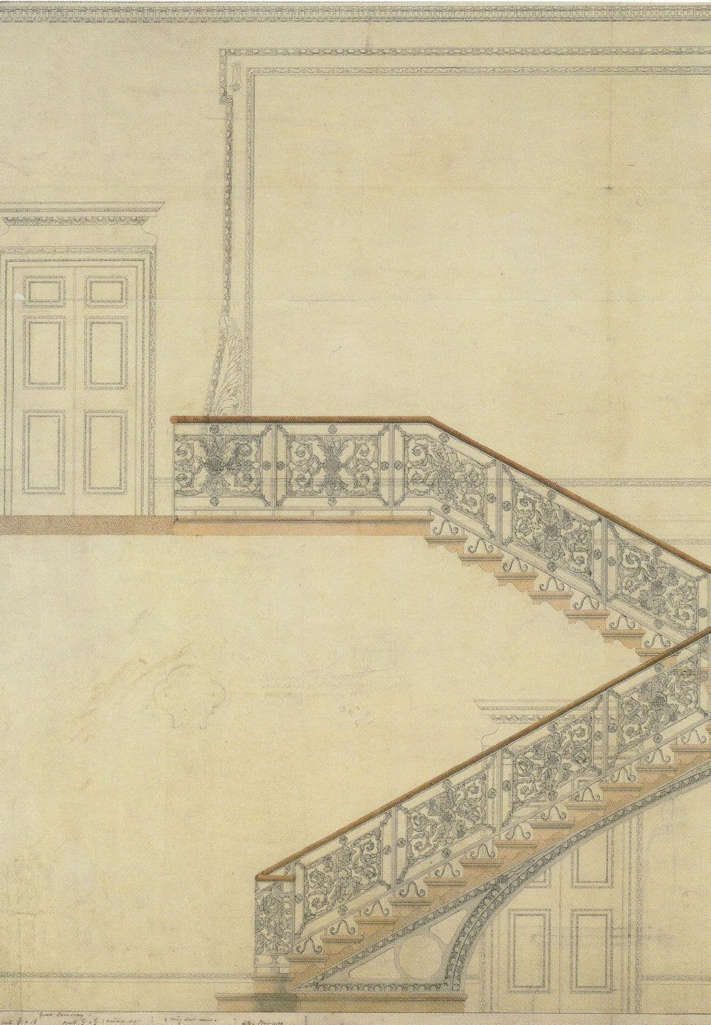 Samuel Ware Victorian Great Staircase 1817 Painting Postcard