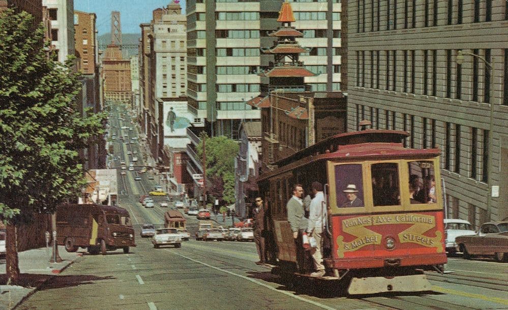 San Fransisco Cable Car Street in 1980 Rare Postcard