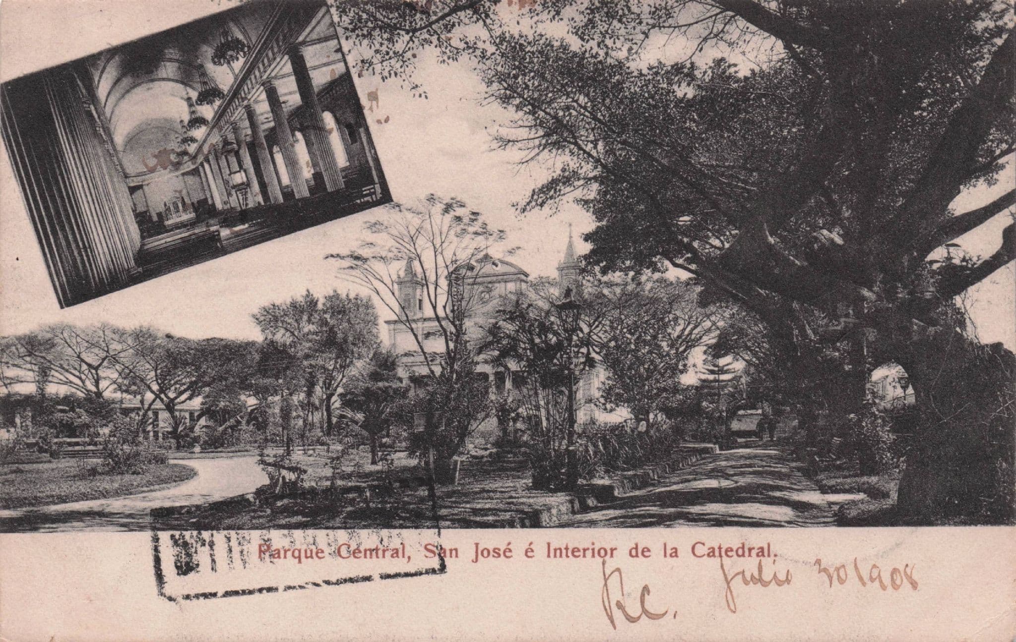 San Jose Parque Central South America Rare 1908 Old Postcard