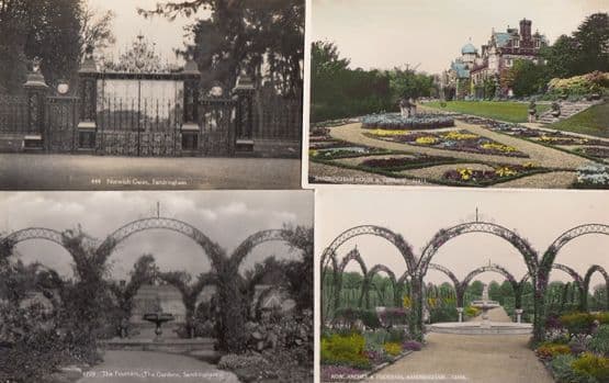 Sandringham Fountain Gates Grounds Norwich 4x Real Photo & Antique Postcard s