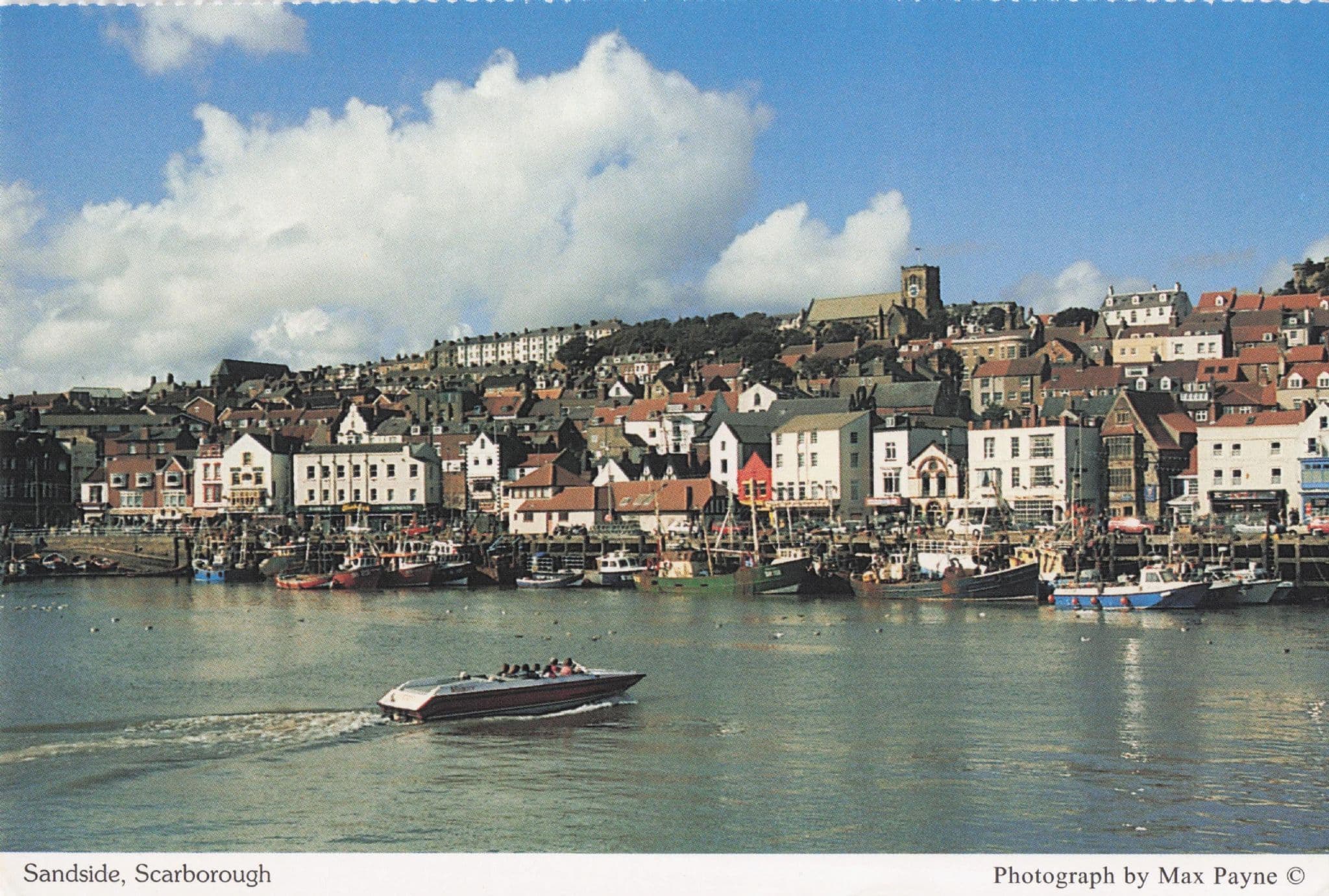 Sandside Boat Ships Harbour Scarborough Yorkshire Postcard