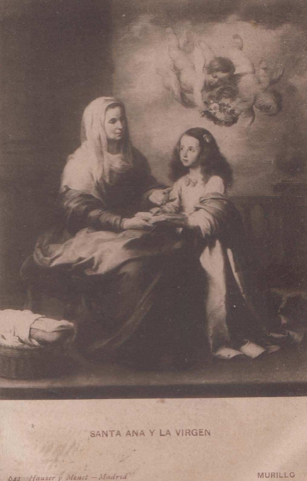 Santa Ana Y La Virgin Murillo Madrid Spanish Gallery Antique Painting Postcard