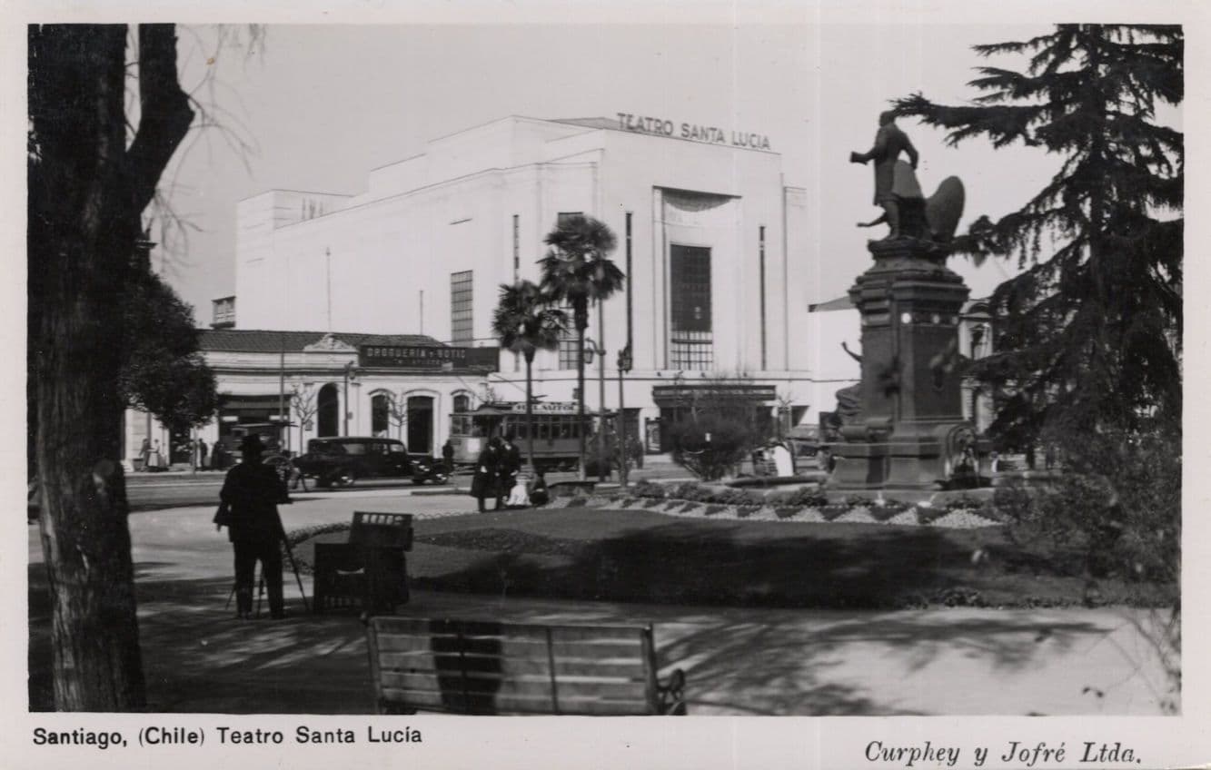 Santa Lucia Teatro Santiago Chile Tripod Camera Old Real Photo Postcard