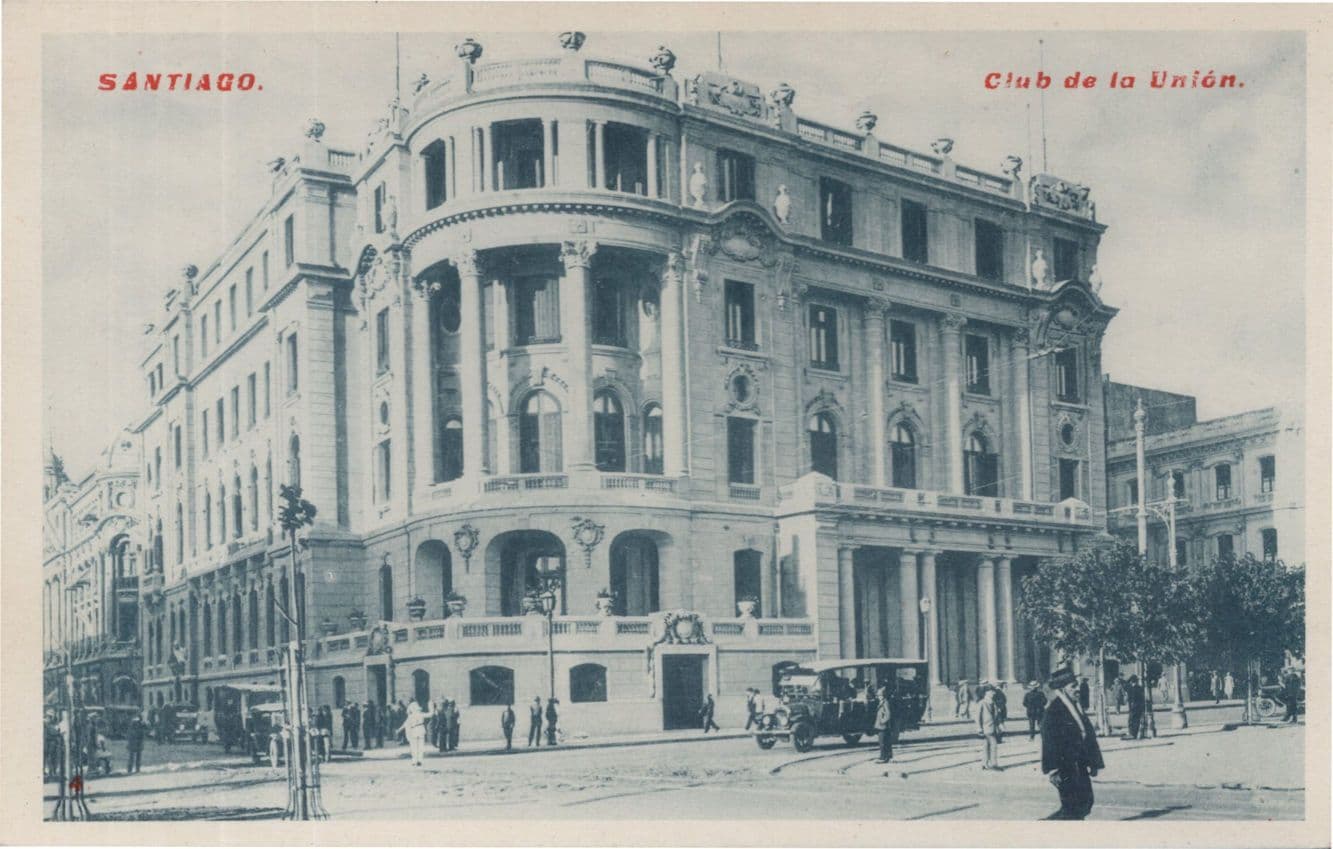 Santiago Club De La Union Chile Antique Street Transport Rare Old Postcard