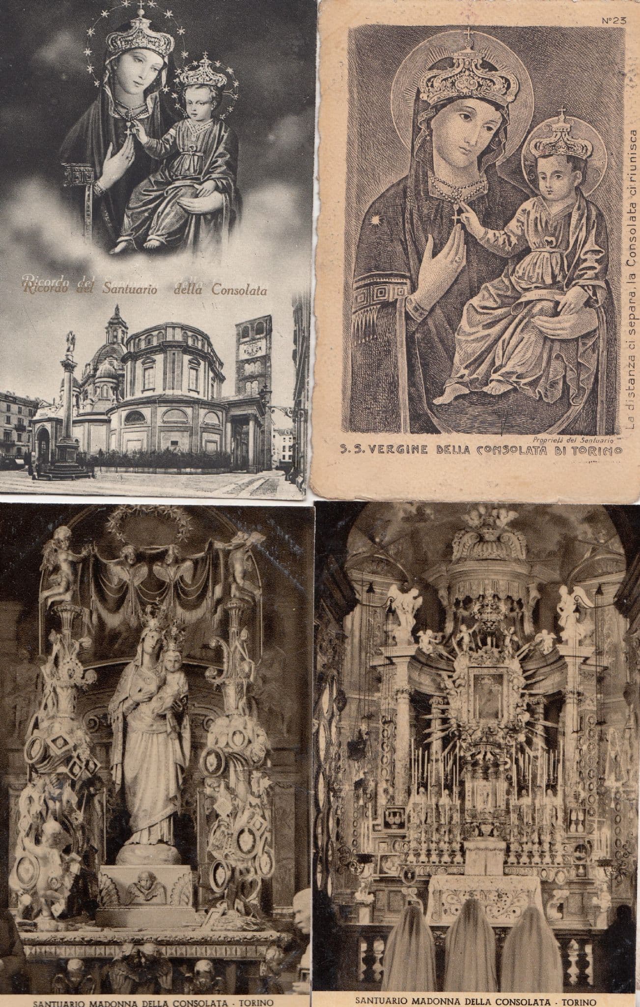 Santuario Madoona Della Colsolata Torino RPC 4x French Religious Postcard s