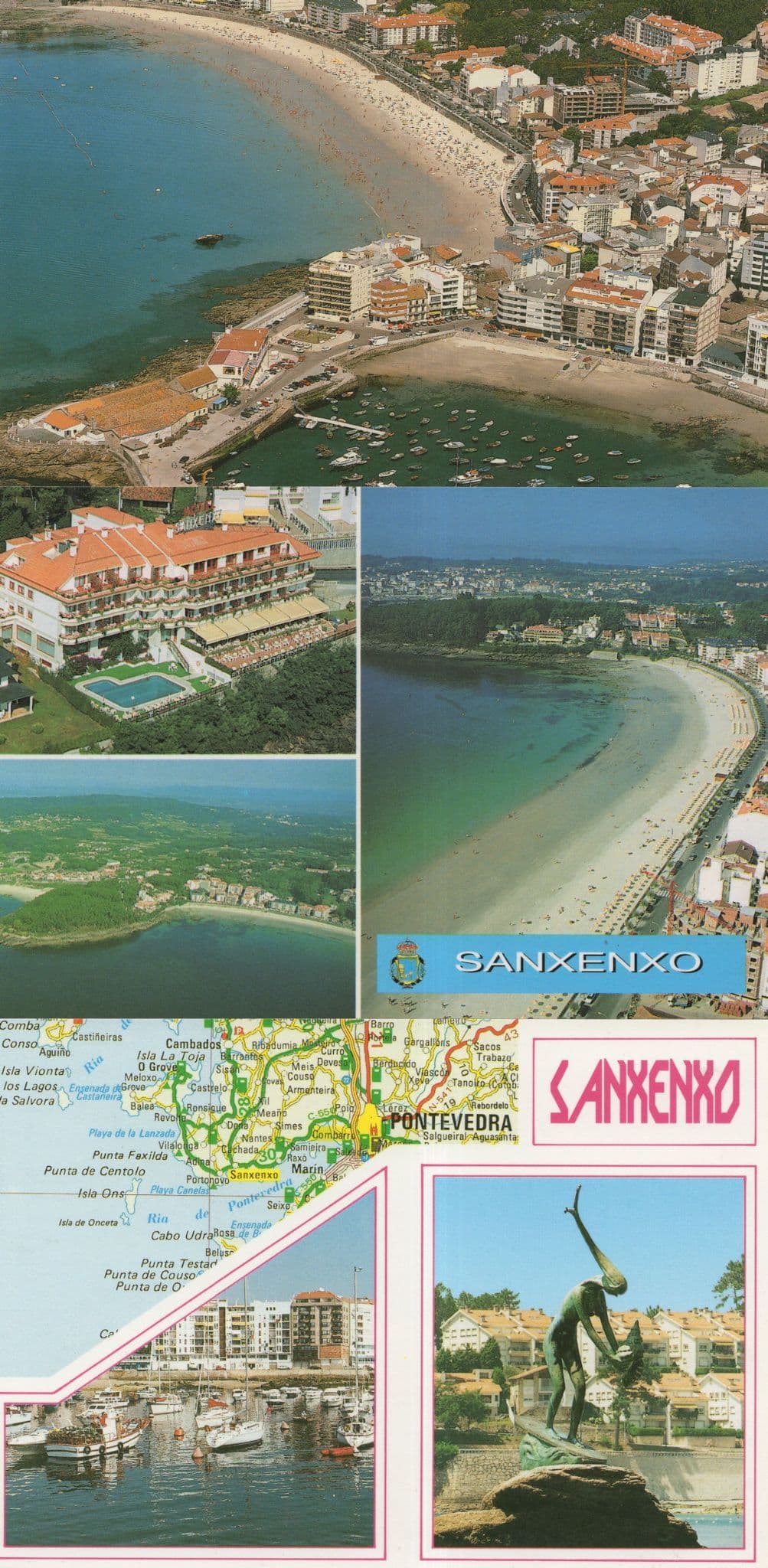 Sanxenxo Spain Map Aerial 3x Spanish Postcard s