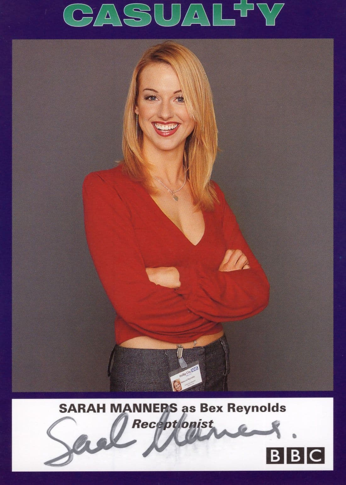 Sarah Manners as Bex Reynolds BBC Casualty Hand Signed Cast Card Photo