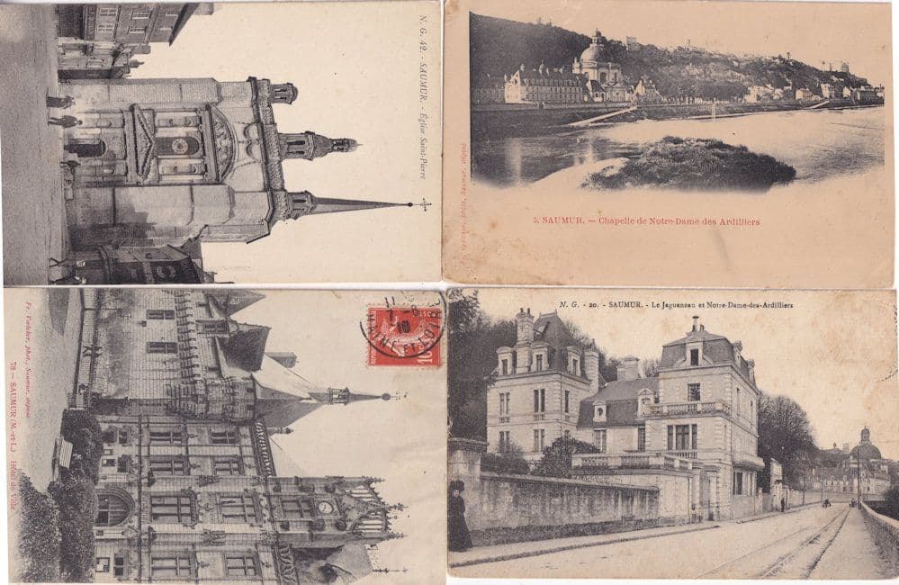 Saumur Hotel De Ville Chapelle Eglise Antique French 4x Postcard
