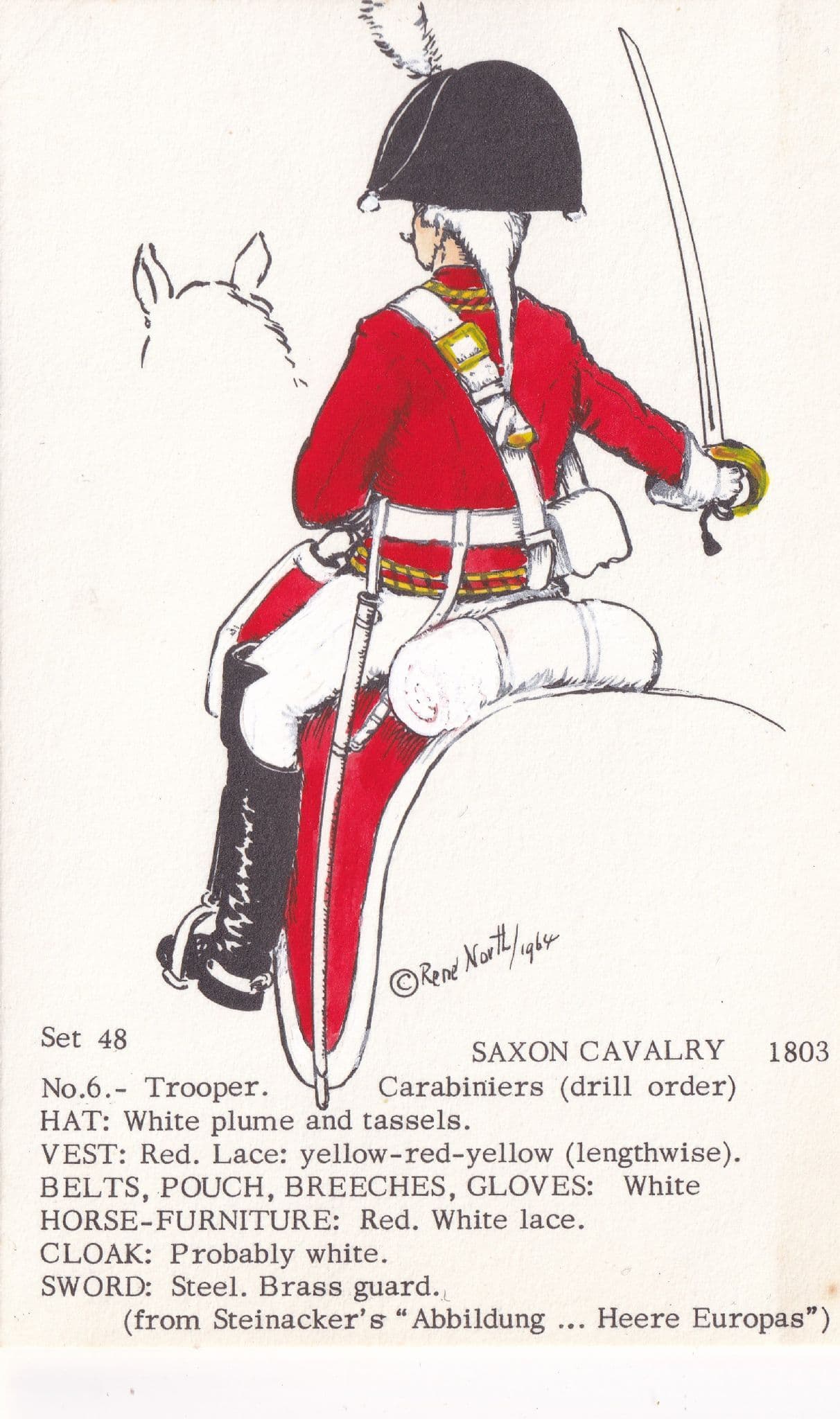 Saxon Cavalry Carabiniers Trooper Regiment Napoleonic War PB Postcard
