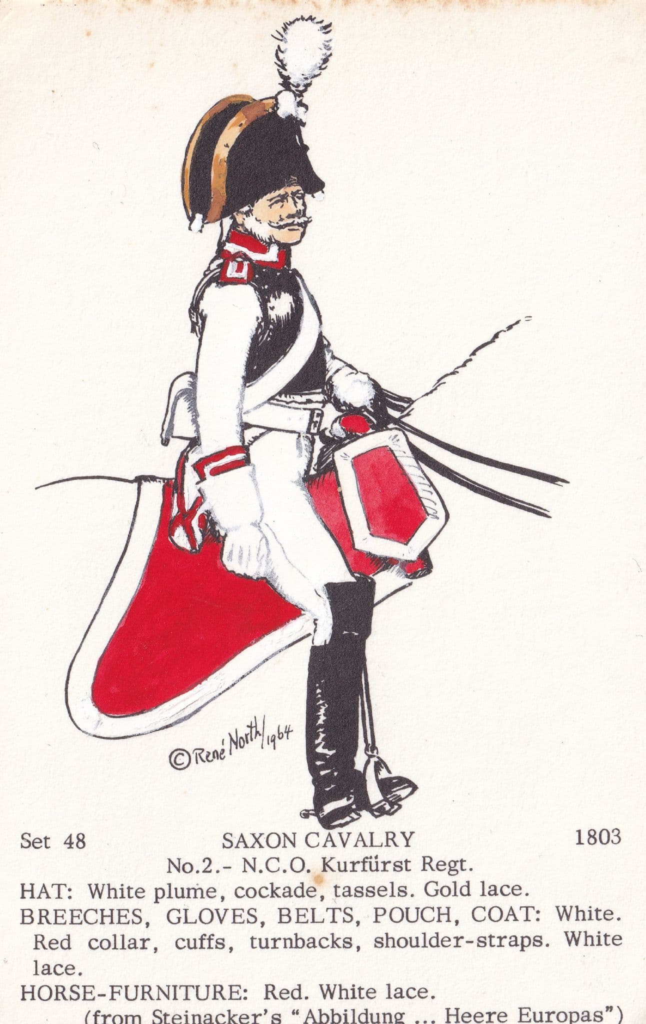 Saxon Cavalry NCO Kurfurst Regiment Napoleonic War PB Uniform Postcard