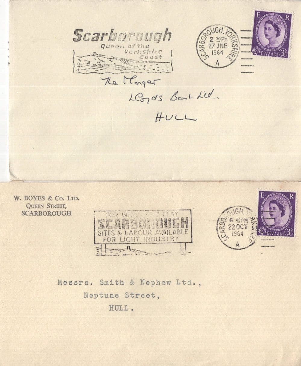 Scarborough Barclays Bank Slogan Yorkshire 1964 2x Envelope