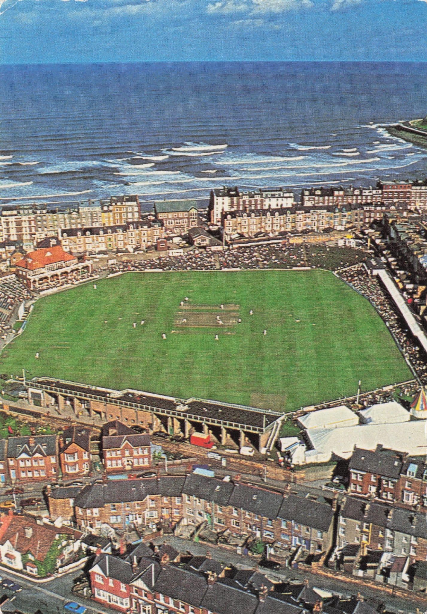 Scarborough Cricket Ground Match Spectacular Aerial Photo Postcard