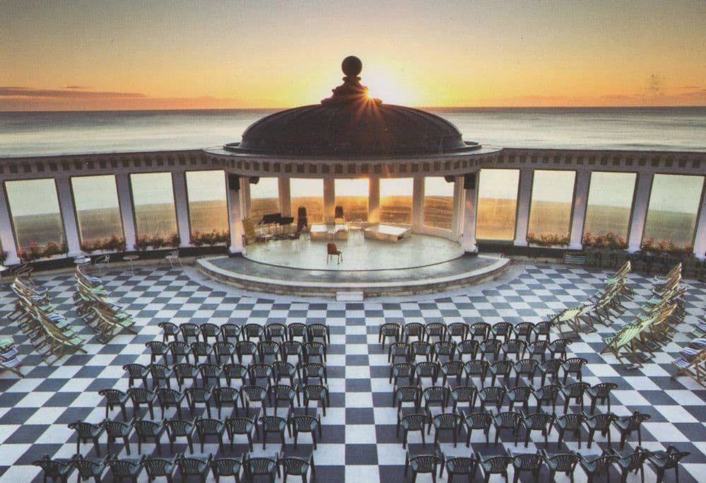 Scarborough Deserted Spa Theatre Sunset Postcard